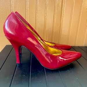 Katie and Kelly Natalie Patent red leather pointy toe high heels